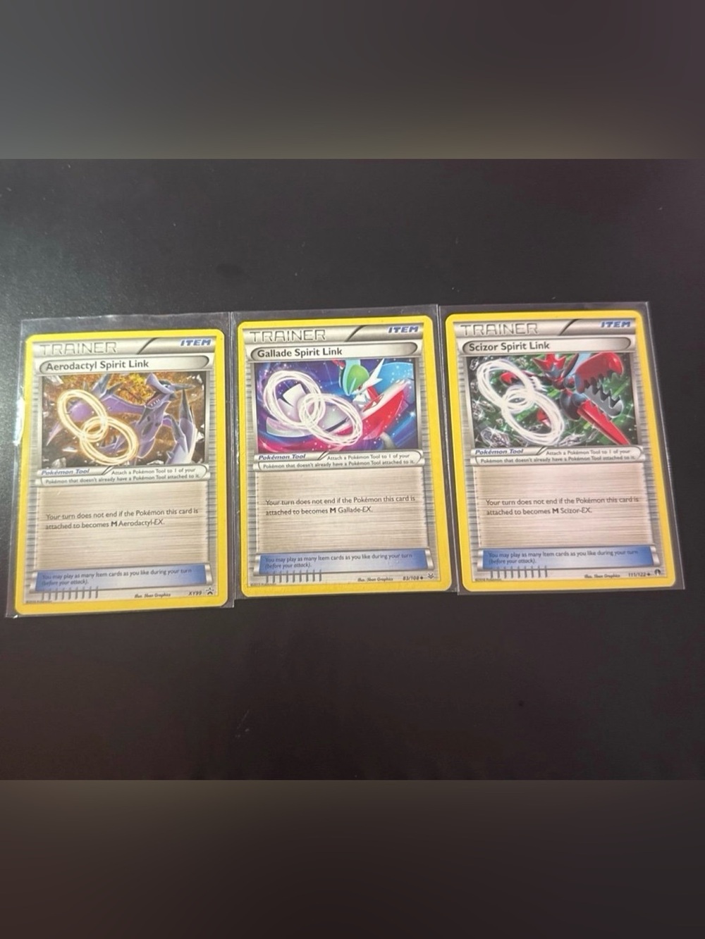 3x Lot bundle Pokémon cards Spirit Link Scizor, Gallade, Aerodactyl 2016 LP